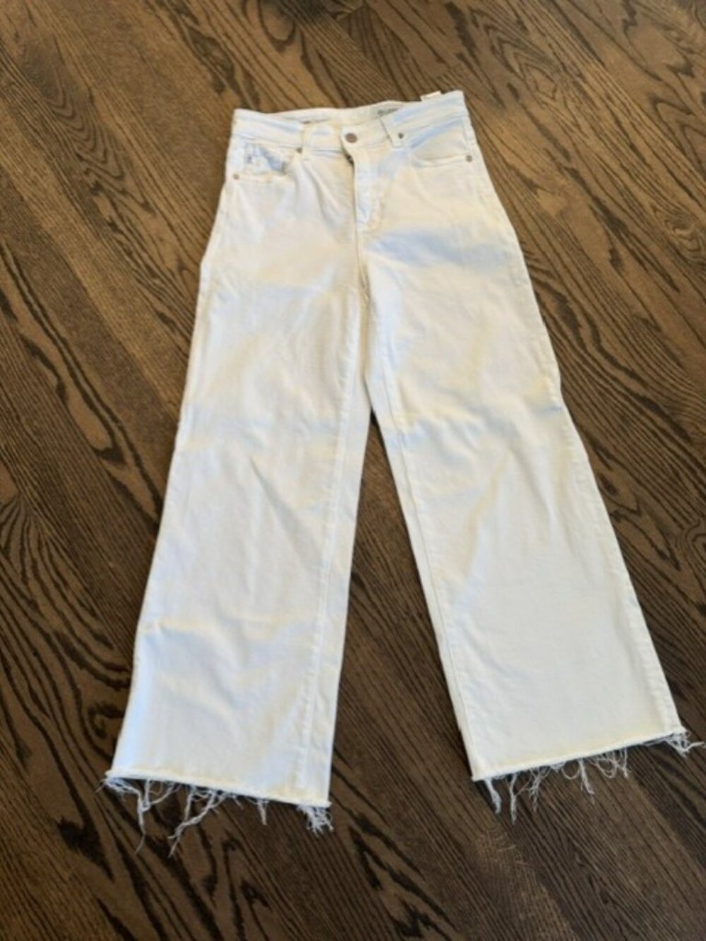 AG Saige Wide Leg Crop Jeans, White, Size 27